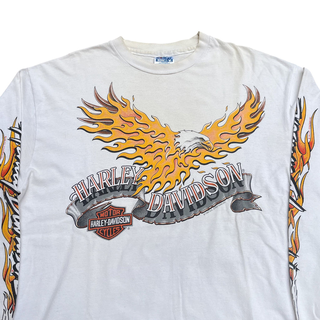 Vintage 1992 Harley Davidson Flame Eagle Long Sleeve T-shirt (L)