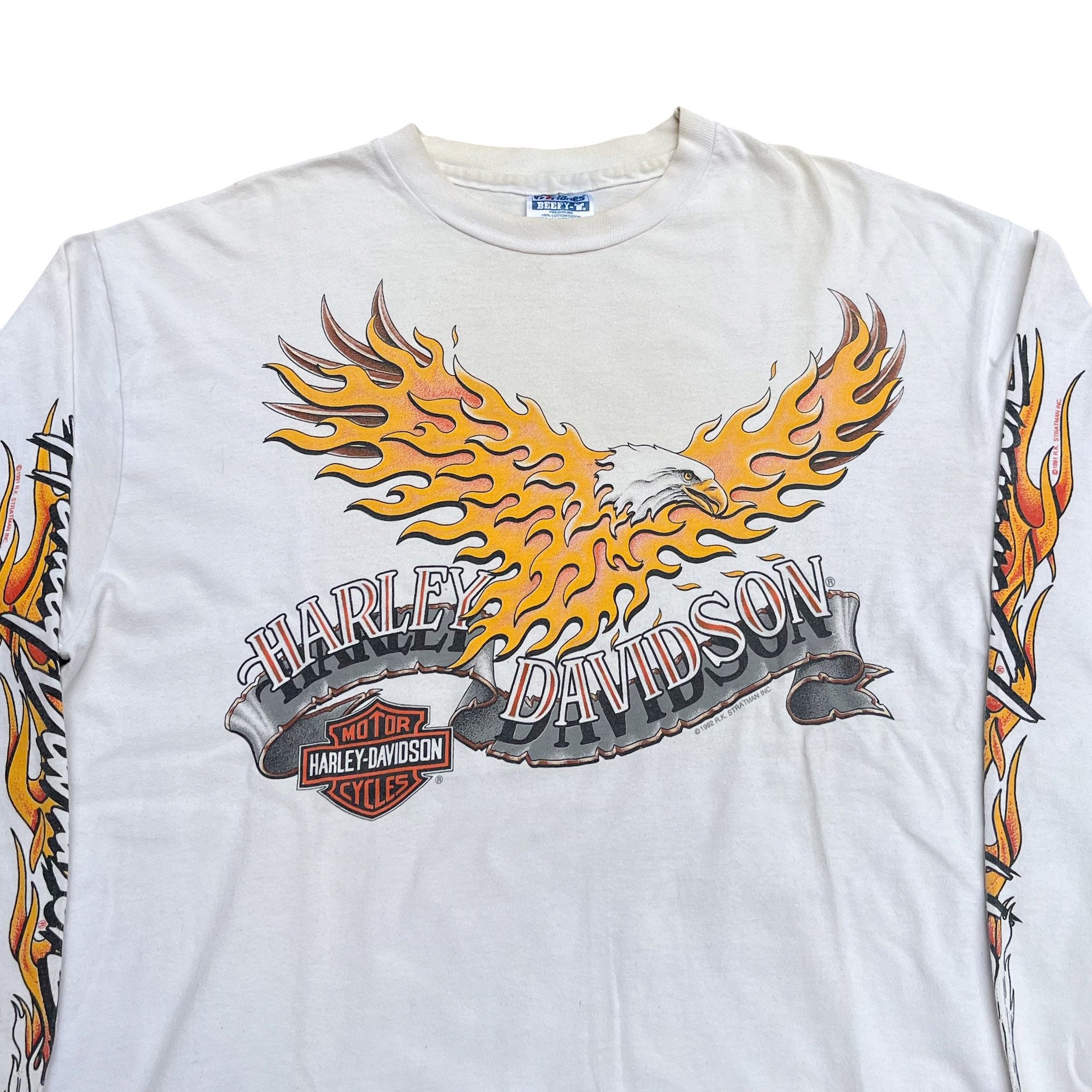 Vintage 1992 Harley Davidson Flame Eagle Long Sleeve T-shirt (L)