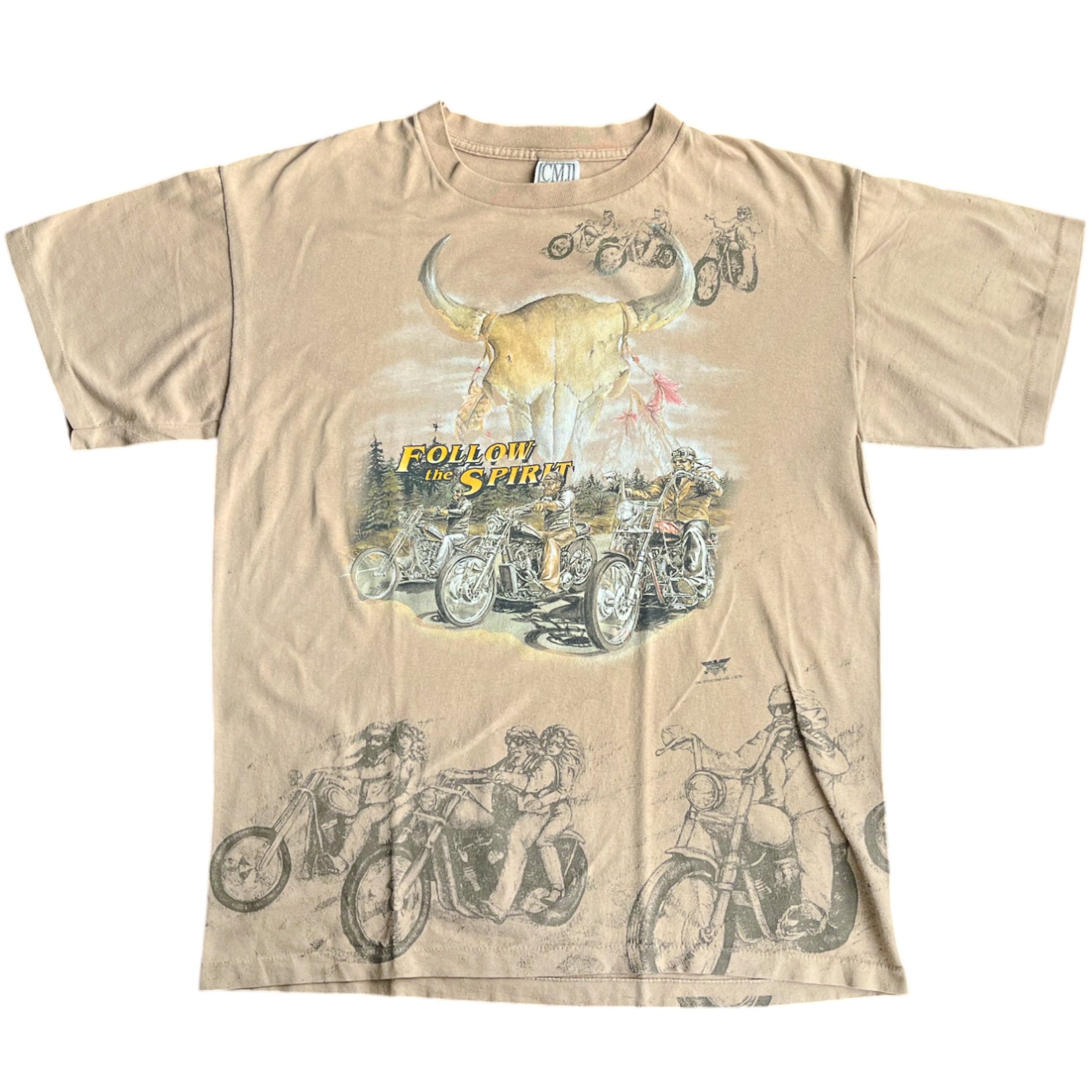 Vintage 90's Single Stitched Harley CMJ AOP T-shirt (L)