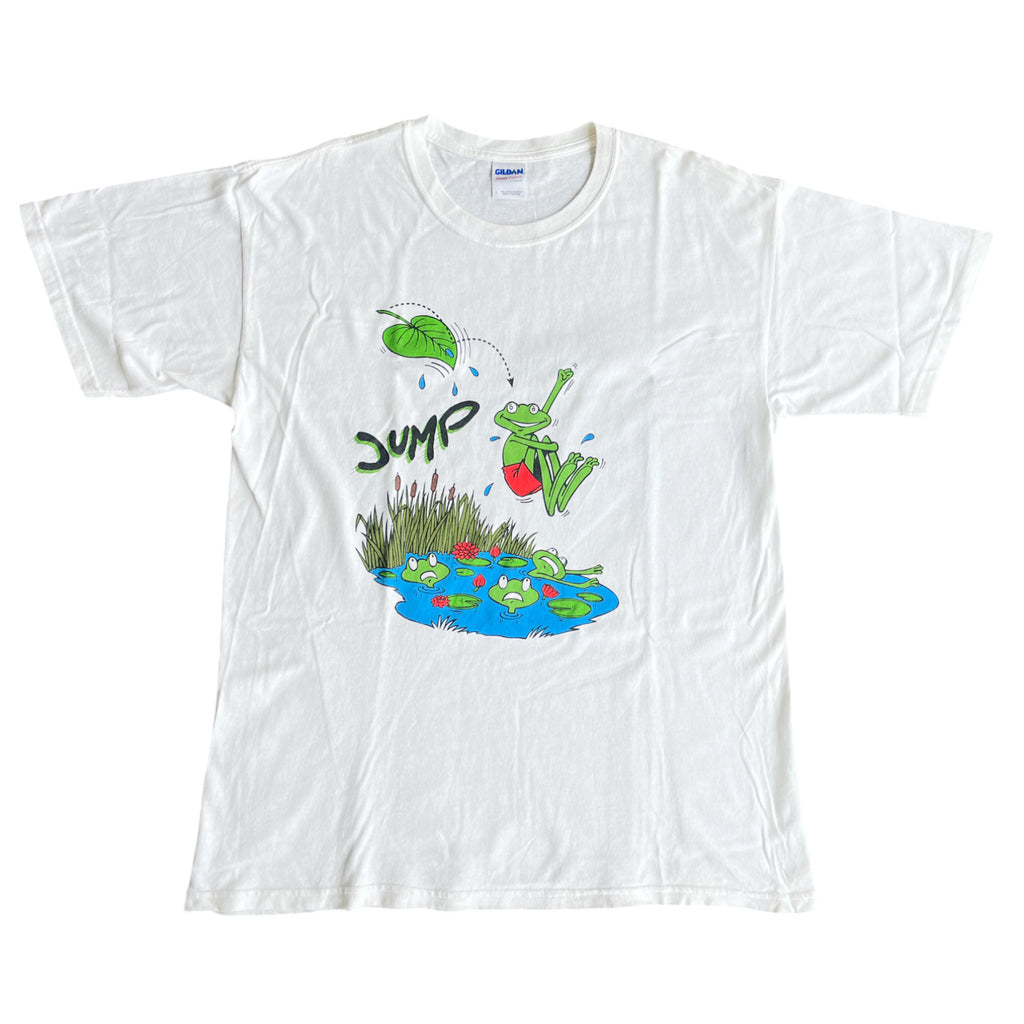 Vintage Comic Style Frog Graphic T-shirt (L)