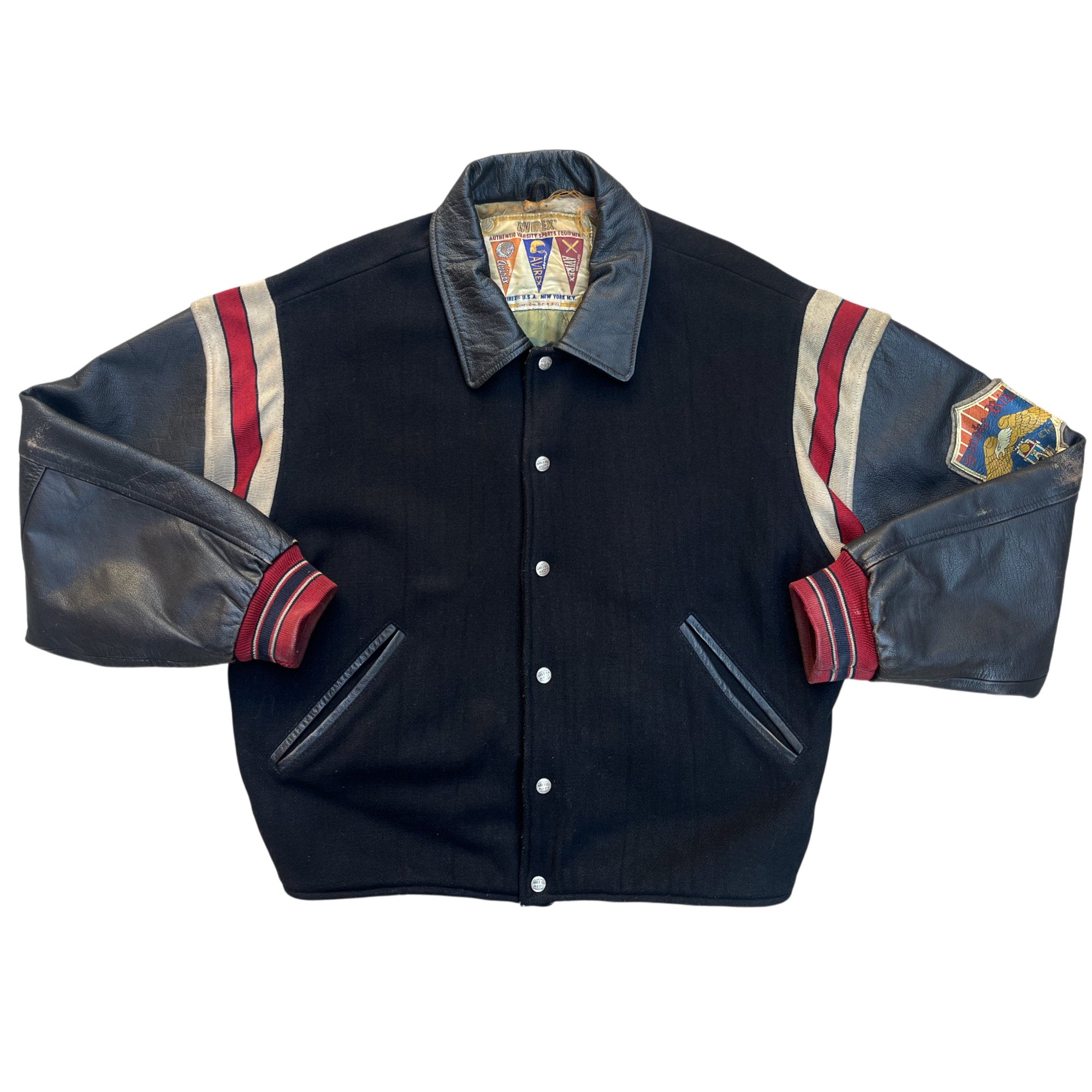Vintage 90's Avirex Leather Varsity Alaska USA Jacket (L)
