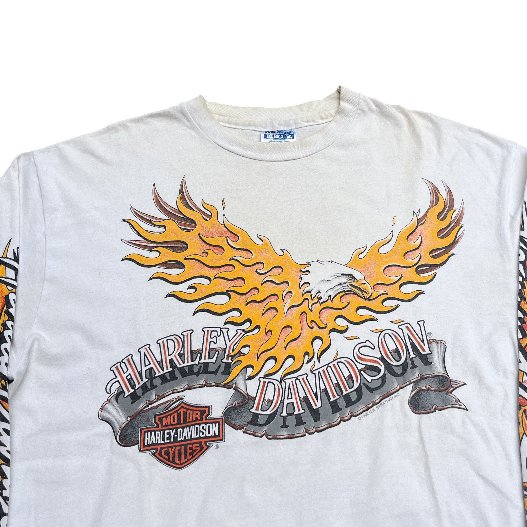 Vintage 1992 Harley Davidson Flame Eagle Long Sleeve T-shirt (L)