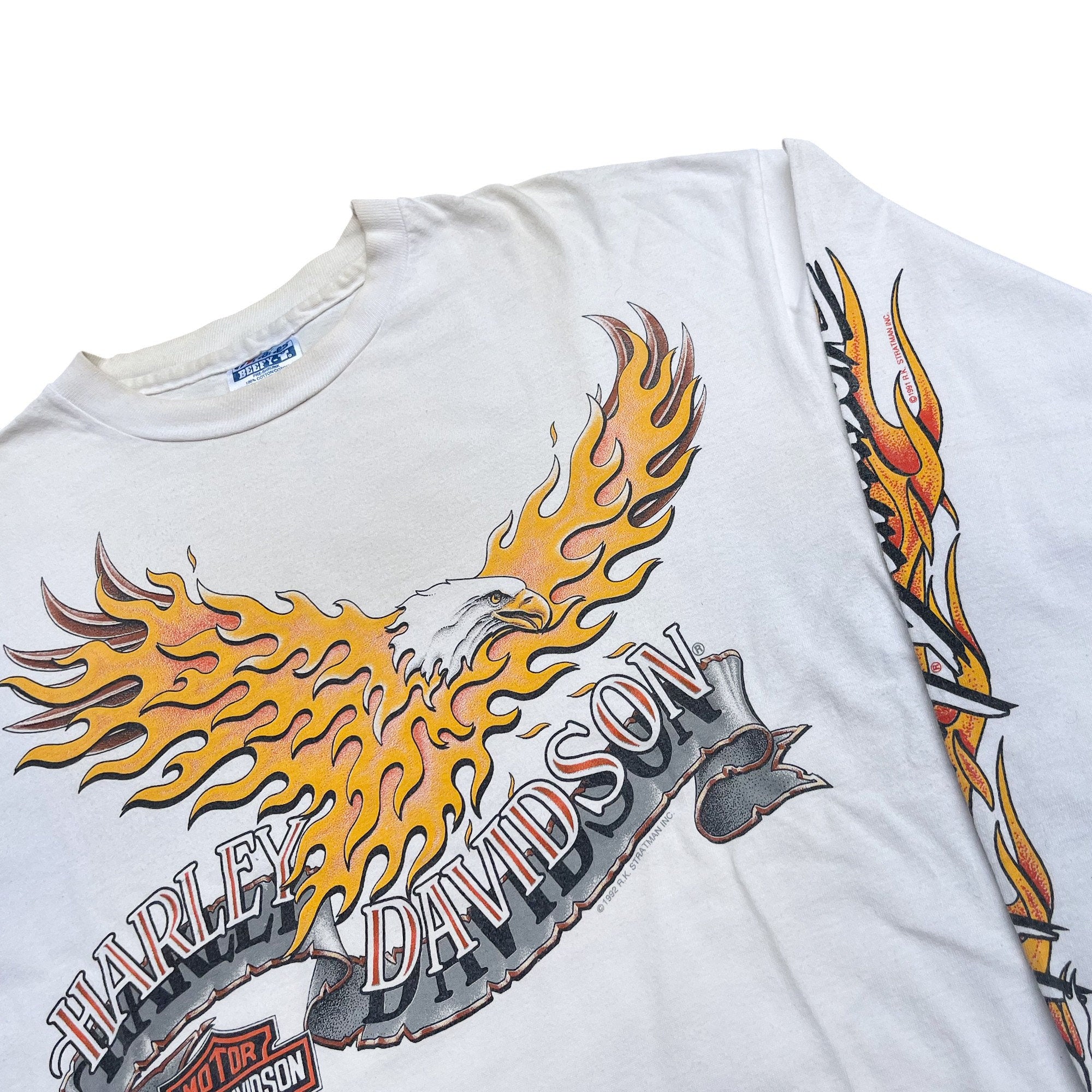 Vintage 1992 Harley Davidson Flame Eagle Long Sleeve T-shirt (L)