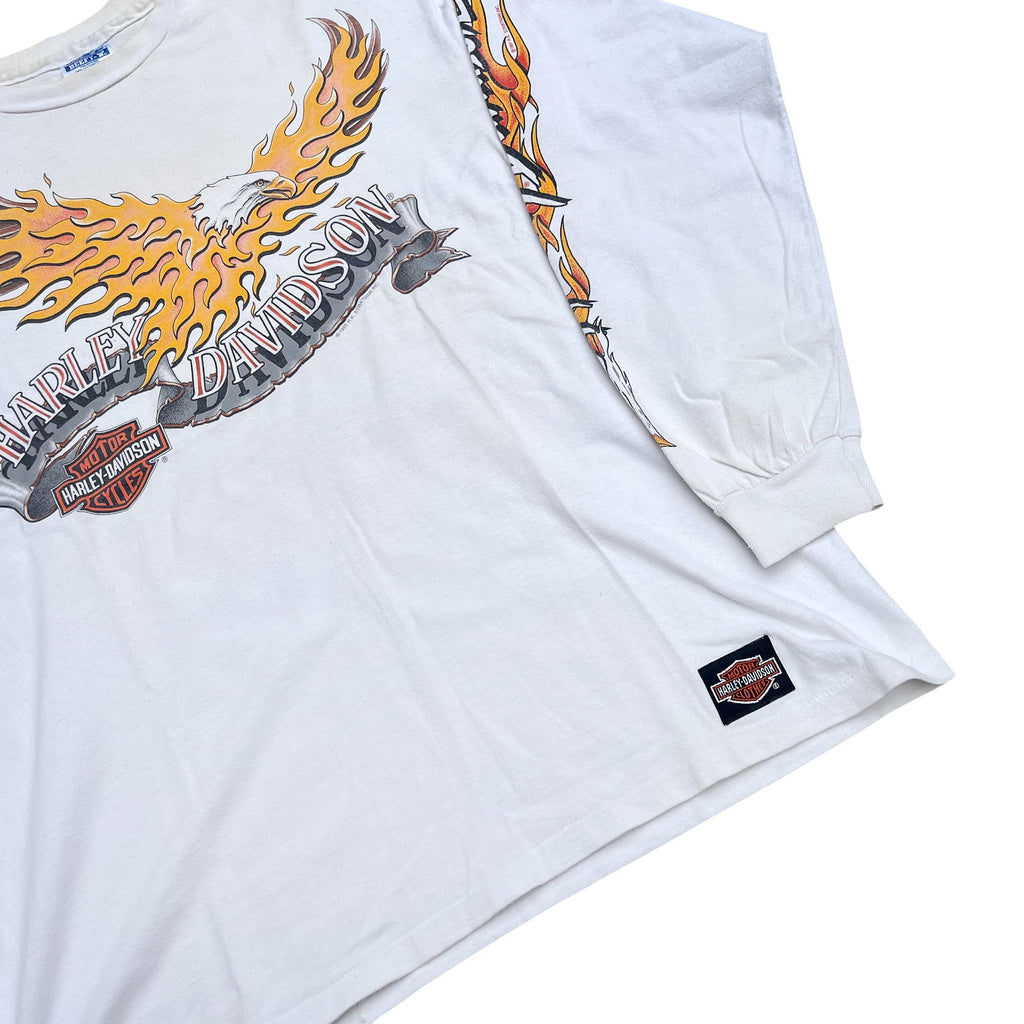 Vintage 1992 Harley Davidson Flame Eagle Long Sleeve T-shirt (L)