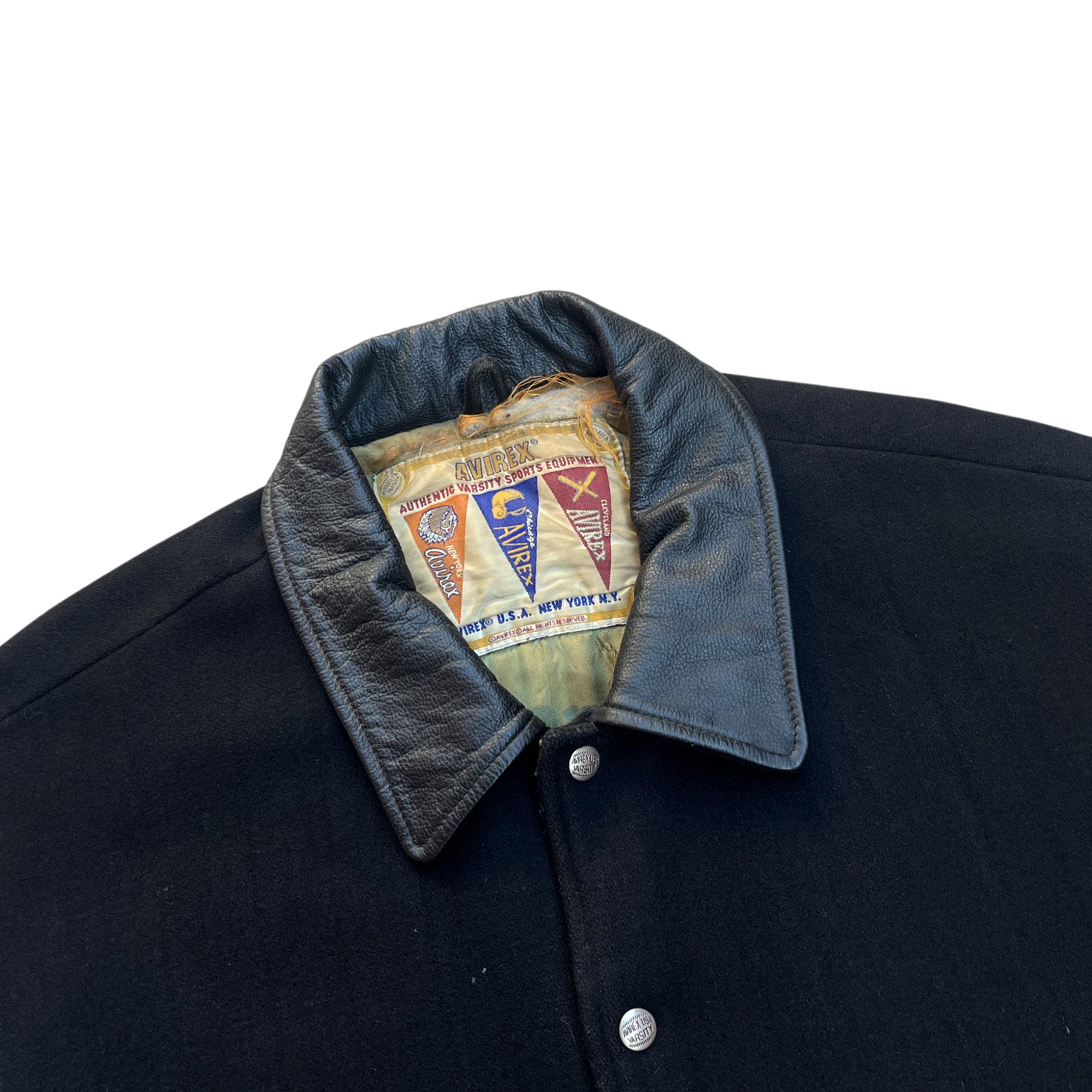 Vintage 90's Avirex Leather Varsity Alaska USA Jacket (L)