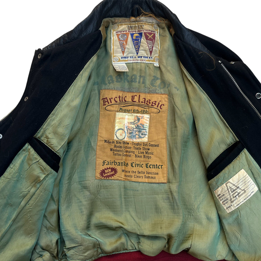 Vintage 90's Avirex Leather Varsity Alaska USA Jacket (L)