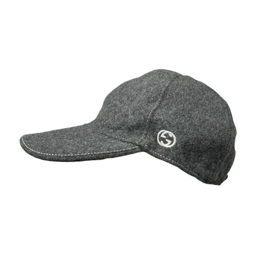 Gucci Logo Stripe Wool Baseball Cap (L)