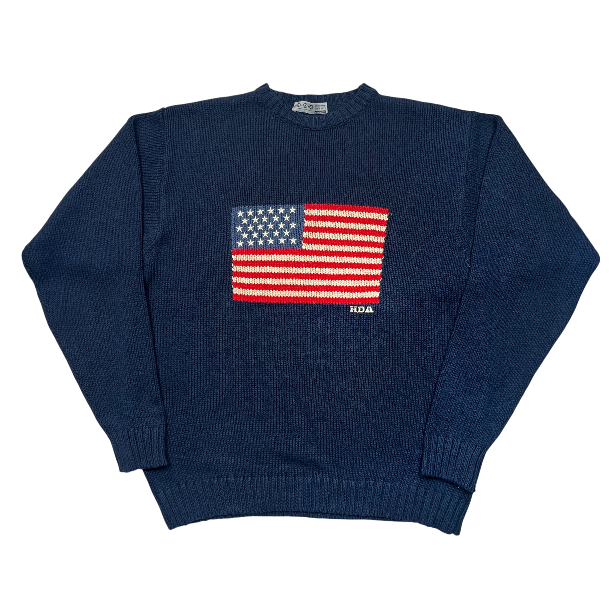 Vintage 90's USA Flag Embroidery Knit Sweater (XL)