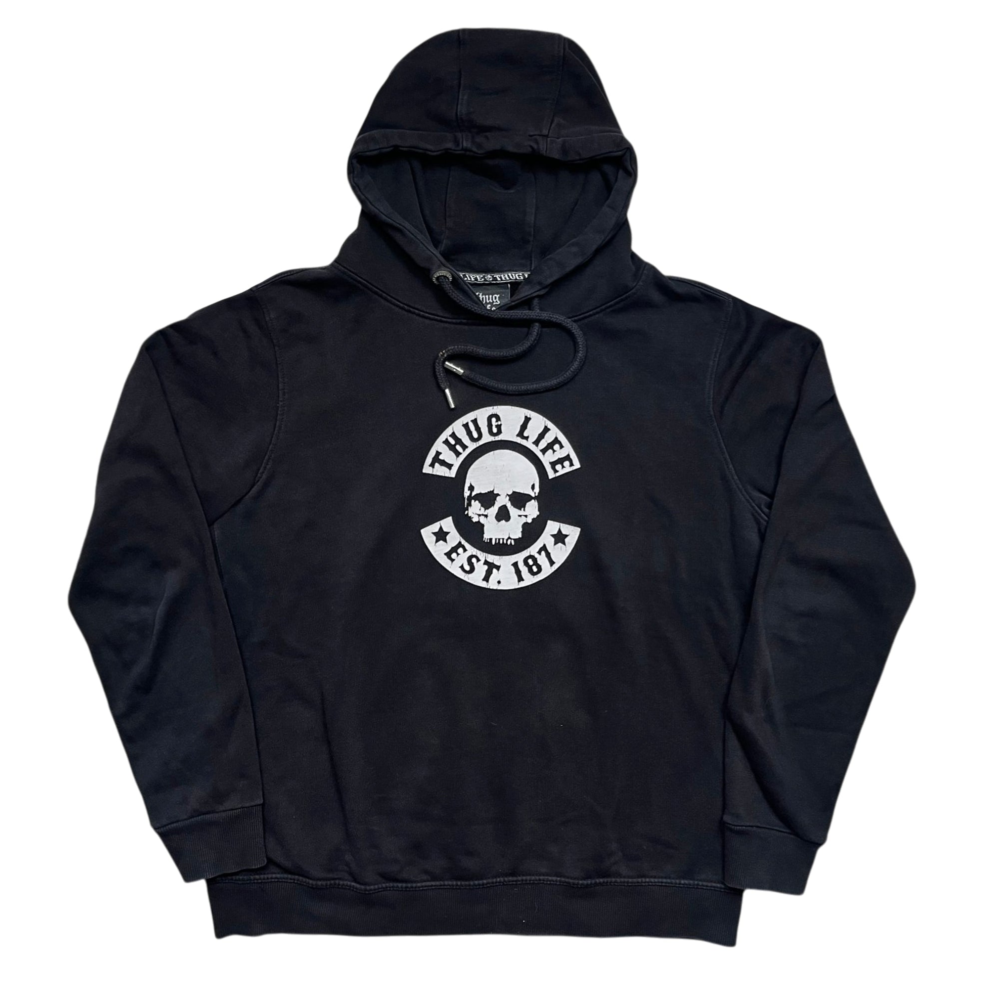 Vintage 00's Thug Life Motorcycle Skull Hoodie (L)