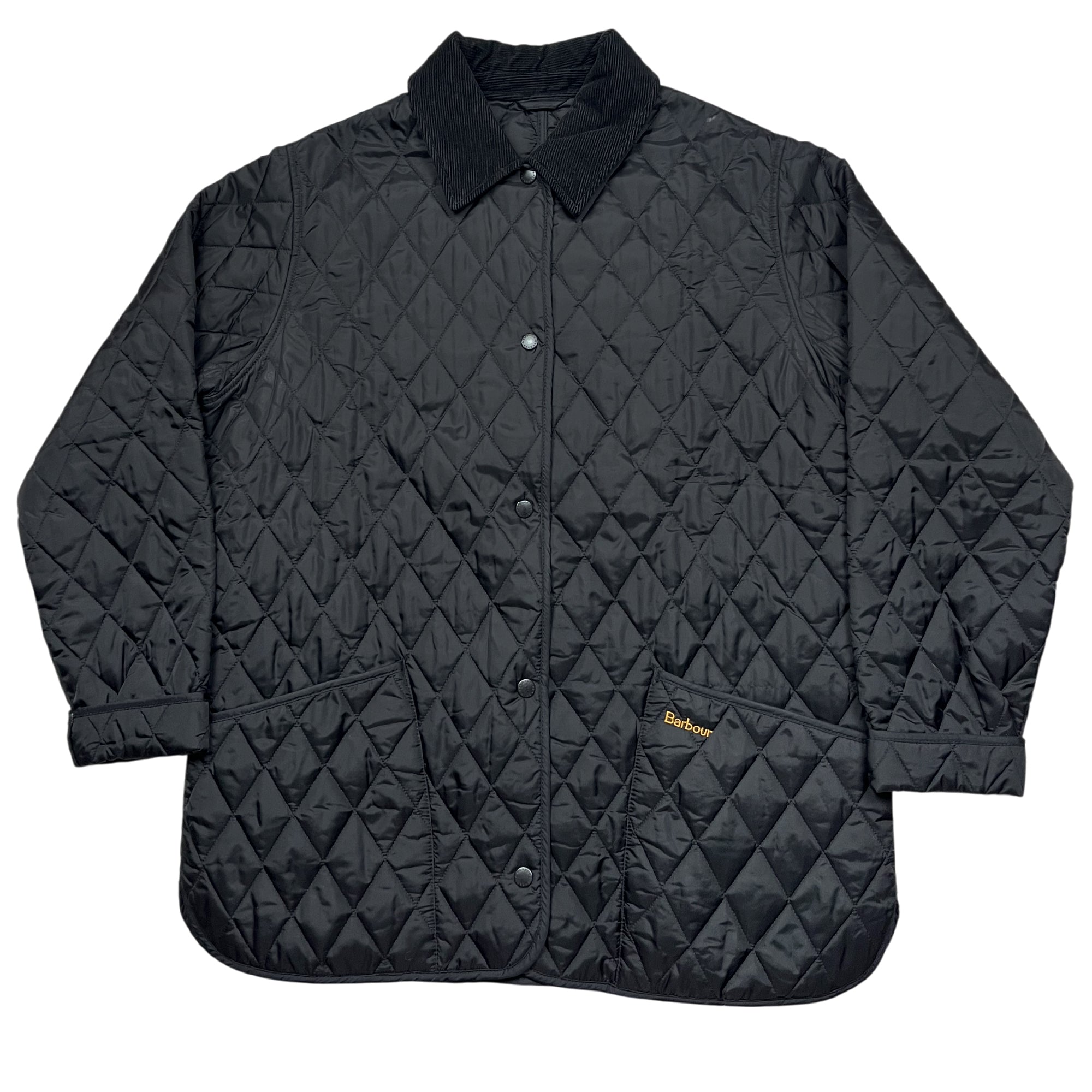 Vintage Women's Barbour Shaped Liddesdale Black Quilted Jacket (L)